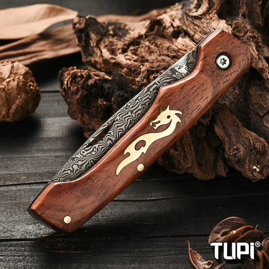 Damascus Steel Folding Knife, High-hardness Forged Knife, Pocket Folding Knife for Outdoor Camping Hiking,Portable Pocket Knife