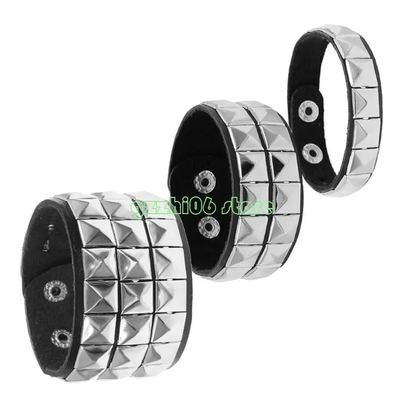 T5UF Stylish Punk Rock Bracelet Square Rivets Punk Wristband Trendy Gothic Jewelry Suitable for Individuality and Comfort
