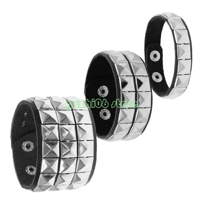 T5UF Stylish Punk Rock Bracelet Square Rivets Punk Wristband Trendy Gothic Jewelry Suitable for Individuality and Comfort