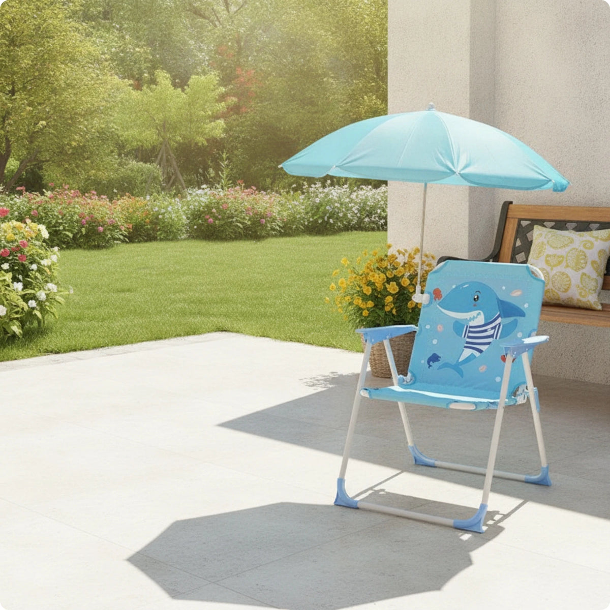 Kids Beach Chair with Umbrella Portable Children Camping Chair Sun Protection Lightweight Kid Parasol Chair for Outdoor Camping