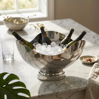 Champagne Bowl Irregular Wine Chiller Bowl Wine Cooler Container Decorative Metal Basket Stylish for Hosts, Parties
