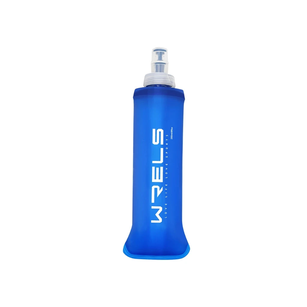 WRELS Foldable Silicone Water Bottle Outdoors Traveling Sport Running Cycling Kettle Water Bottle BPA Free 500ml With Straw