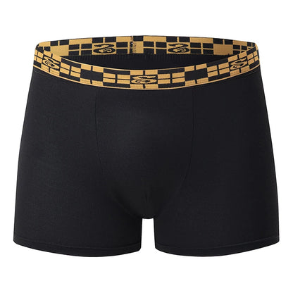 5-piece Set Of Men's Black Classic Elastic Waisted Underwear Quick Drying Comfortable Sporty Youth Trend Flat Corner Pants