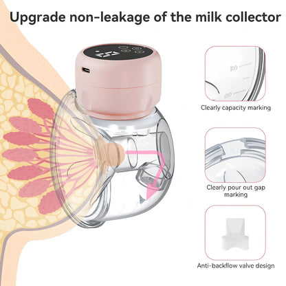 1PCS Wearable Breast Pump Hands Free Silent Comfort Electric Breast Pump Portable USB Breast Milk Collector