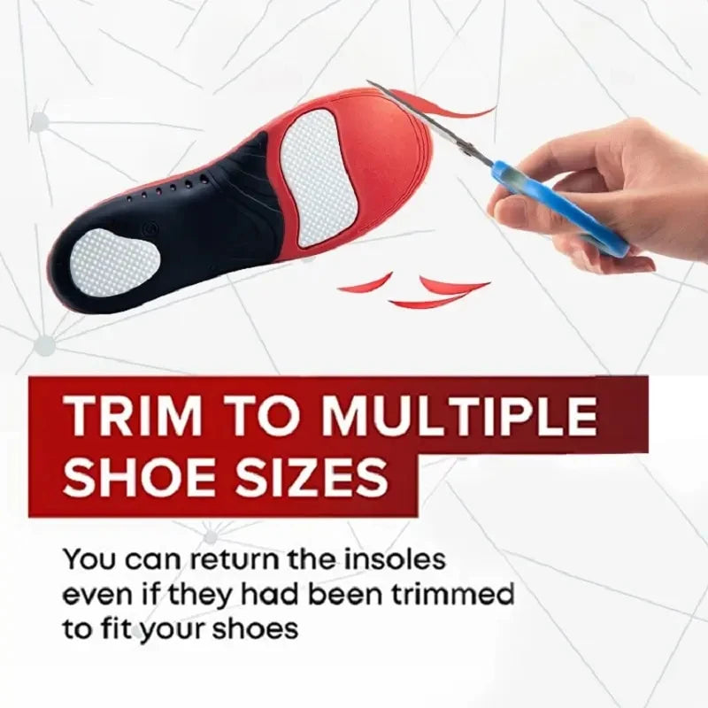 1Pair Premium 220+lbs Heavy Duty Arch Support Insoles Orthopedic Sport Insoles for Feet PU Gel Shock Absorption Sole Pads