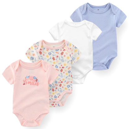 4pieces Newborn Baby Boy Clothes Cartoon Cotton Romper Summer Short