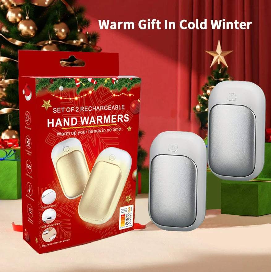 Magnetic Rechargeable Hand Warmer 2-Piece Set, Portable Handheld Heater, Men's Technology Gift, Essential for Winter