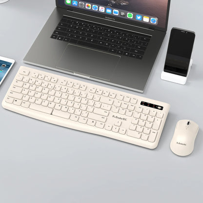 Ks Bluetooth Keyboard and Mouse Combo，Full Size Wireless Dual-Mode Connection，Low-Noise Keys for Desktop/Laptop