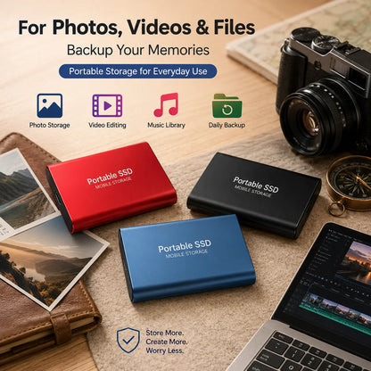Space Efficient External Hard Drive 2TB Portable Mobile Hard Disk for Family Daily Photo Saveing PC Laptop