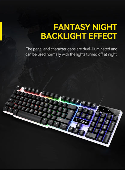 2025 Mouse Keyboard Headset Mouse Pad Combo 4 In 1 SET Computer Gaming Headphone USB Wired Mouse And Keyboard Set With Mouse Mat