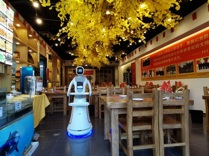 Design Plastic Restaurant Room Artificial Intelligent Meal Delivery Food Smart Humanoid Service Waiter Robot for Sale