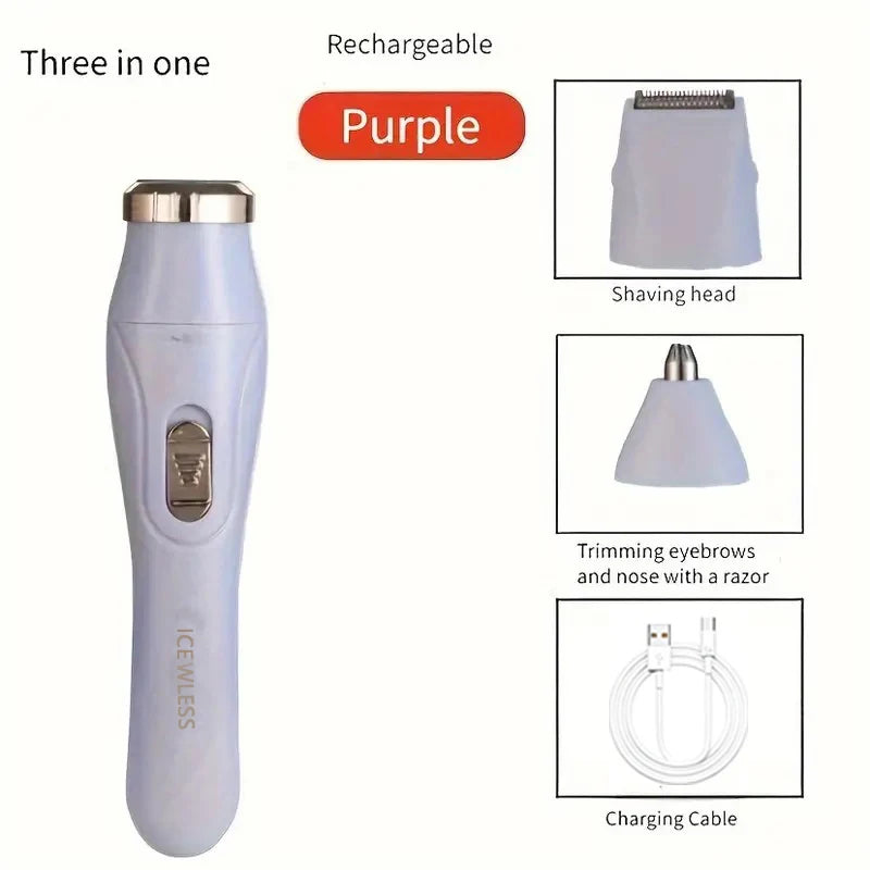 Multi Functional 3-in-1 Shaver, USB Charging, Underarm Hair Removal Device, Women's Home Eyebrow Trimmer, Nose Hair Trimmer