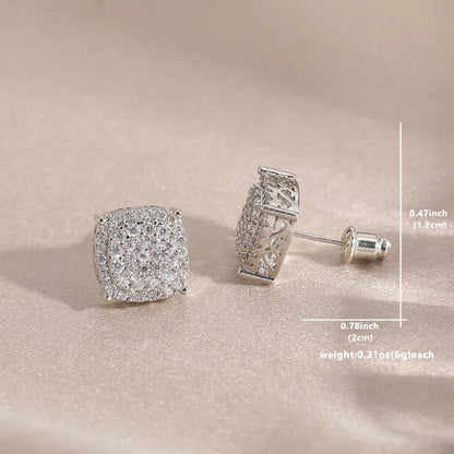 Delicate stud earrings for men and women Square accessories suitable for wedding parties go with everything