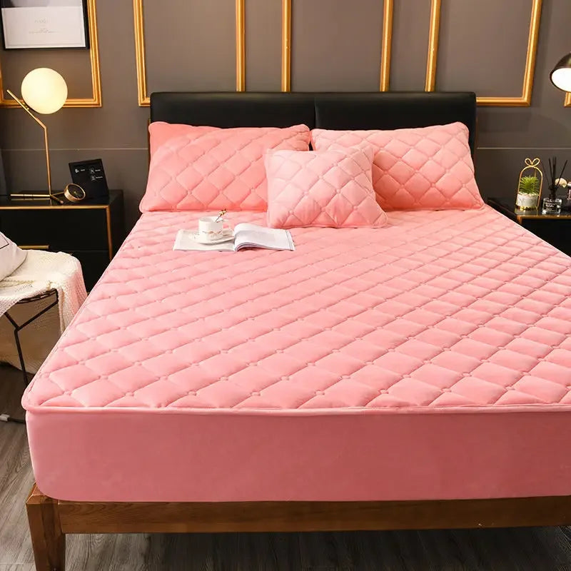 Plush thickened quilted mattress cover warm and soft crystal cotton sheet quilted mattress cover does not include Pillowcase