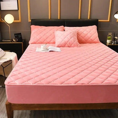 Plush thickened quilted mattress cover warm and soft crystal cotton sheet quilted mattress cover does not include Pillowcase