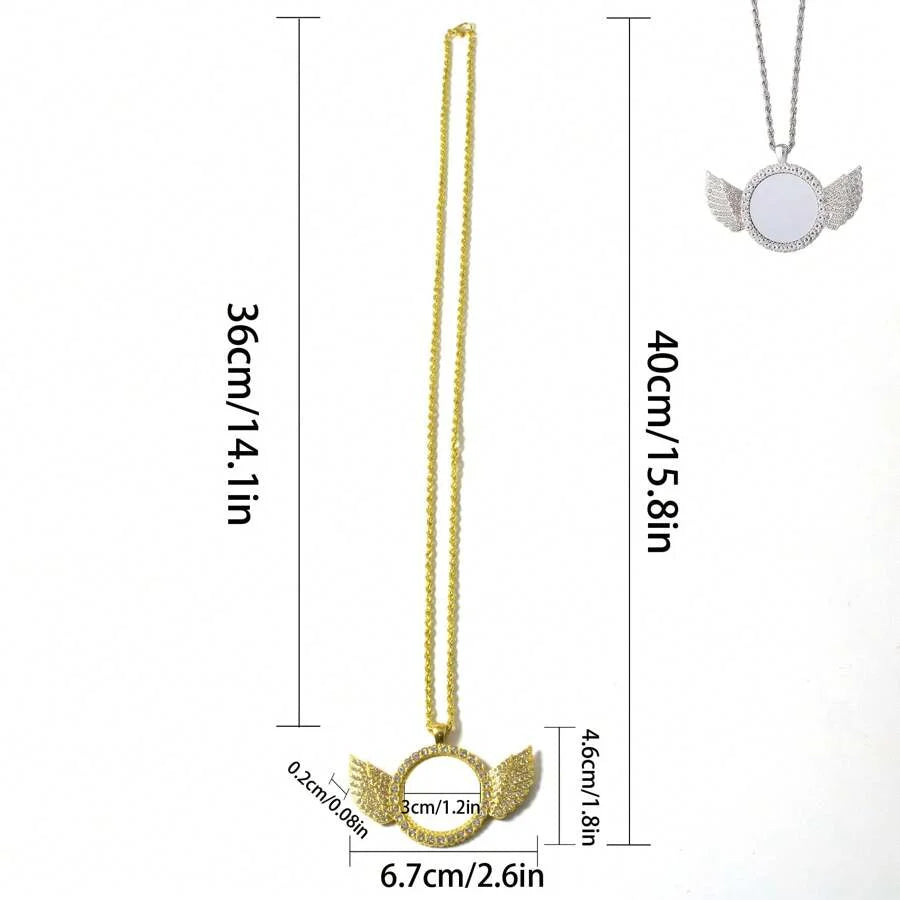 Personalised Heart-Shaped Wings Necklace, Custom Photo Necklace, DIY Gift, Commemorative Present