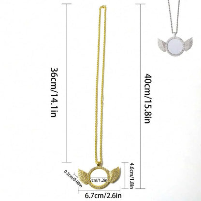Personalised Heart-Shaped Wings Necklace, Custom Photo Necklace, DIY Gift, Commemorative Present