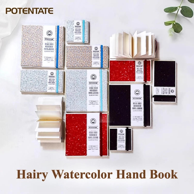 POTENTATE Cotton Fringed Watercolor Notebook 300g Hot/Cold Pressed Specific Watercolor Paper Drawing Book for Art Student