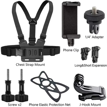Mobile Phone Head Chest Strap Harness Mount Holder Kit Cell Phone Clip for IPhone/Samsung for GoPro AKASO DJI Osmo Action Camera