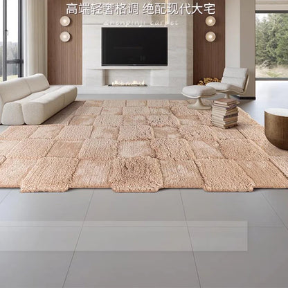 New Simple Cream Style Living Room Carpet Thick Fluffy Soft Bedroom Rug Simple Art Design Girl Room Carpet Decor Winter Warm Mat