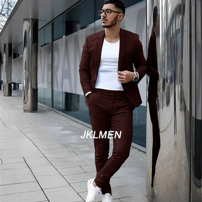 Gray Men's Suit 2 Piece Suit Summer Casual Jacket Pants Formal Wedding Tuxedo Groom Clothes Custom Color Blazer XS-5XL