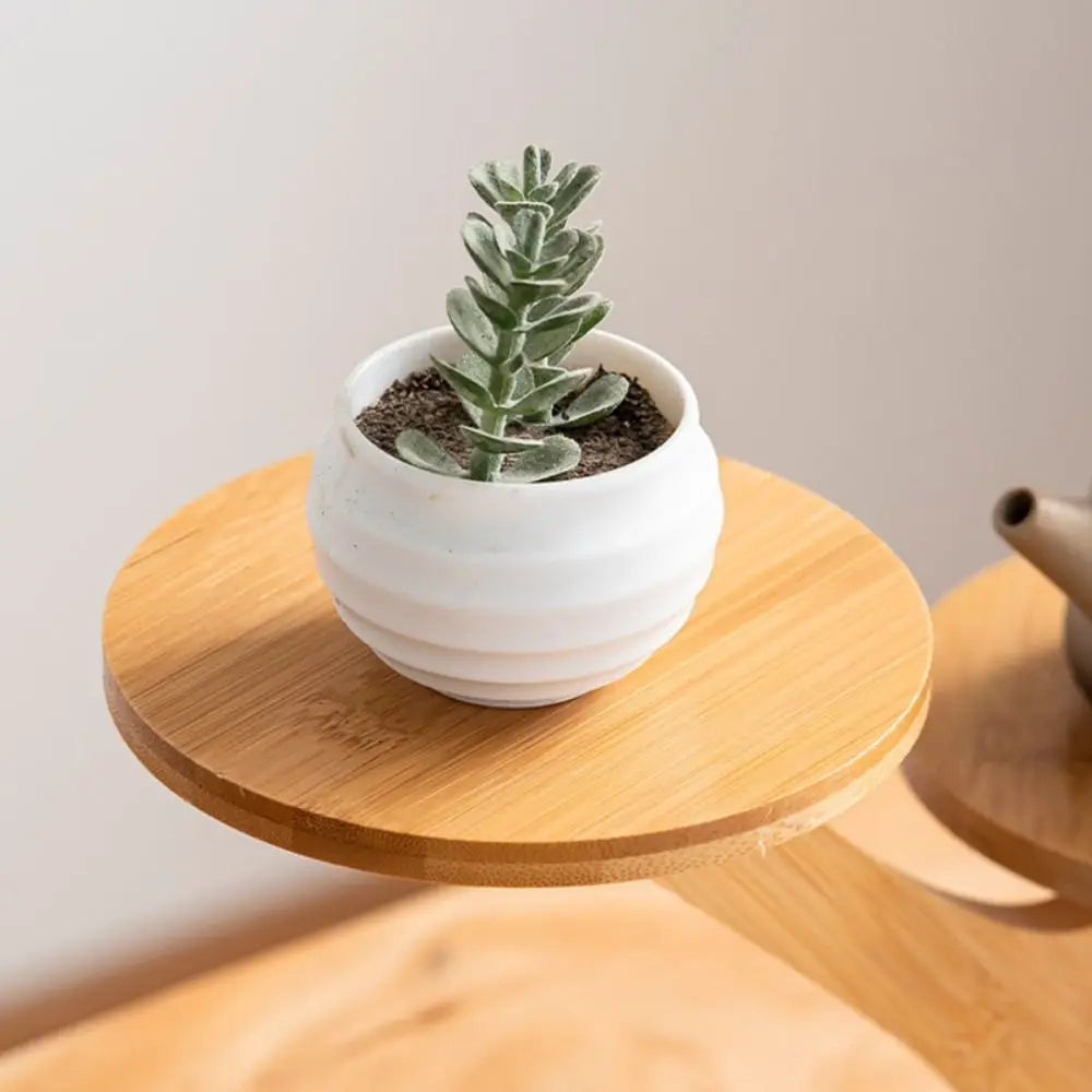 1pc Stable Bamboo Plant Stand Tree-Shaped Multi-Tier Flower Pot Holder Desktop Decor Flowerpot Tray Home Office