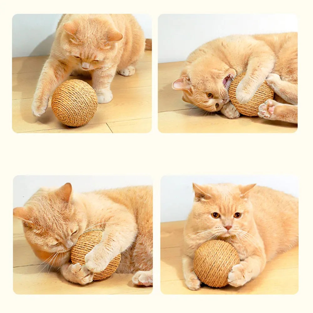 Interactive Sisal Cat Scratching Ball Toy For Kitten Teeth Cleaning Anti Bite 10CM Super Big Cat Ball Sounding Toy Pet Supplies