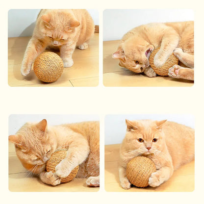 Interactive Sisal Cat Scratching Ball Toy For Kitten Teeth Cleaning Anti Bite 10CM Super Big Cat Ball Sounding Toy Pet Supplies