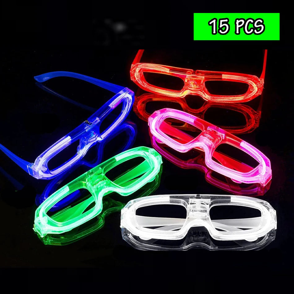 15/30 PCS LED Glow Glasses Multicolors Light up Glasses Glow In the Dark Party Supplies Neon Party Favors for Wedding Birthday