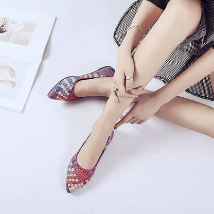 Shoes for Woman 2025 Blue Pointed Toe Women's Summer Footwear Flats Office Moccasins Flat Spring Slip on Sale Y2k Casual 39 E A