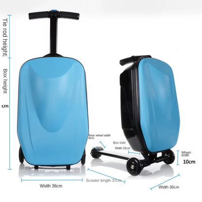 Adult Folding Business Trolley Case Design Cool Travel Suitcase Trip Cabin Skateboard Scooter Kids Riding Luggage Carrier Unisex