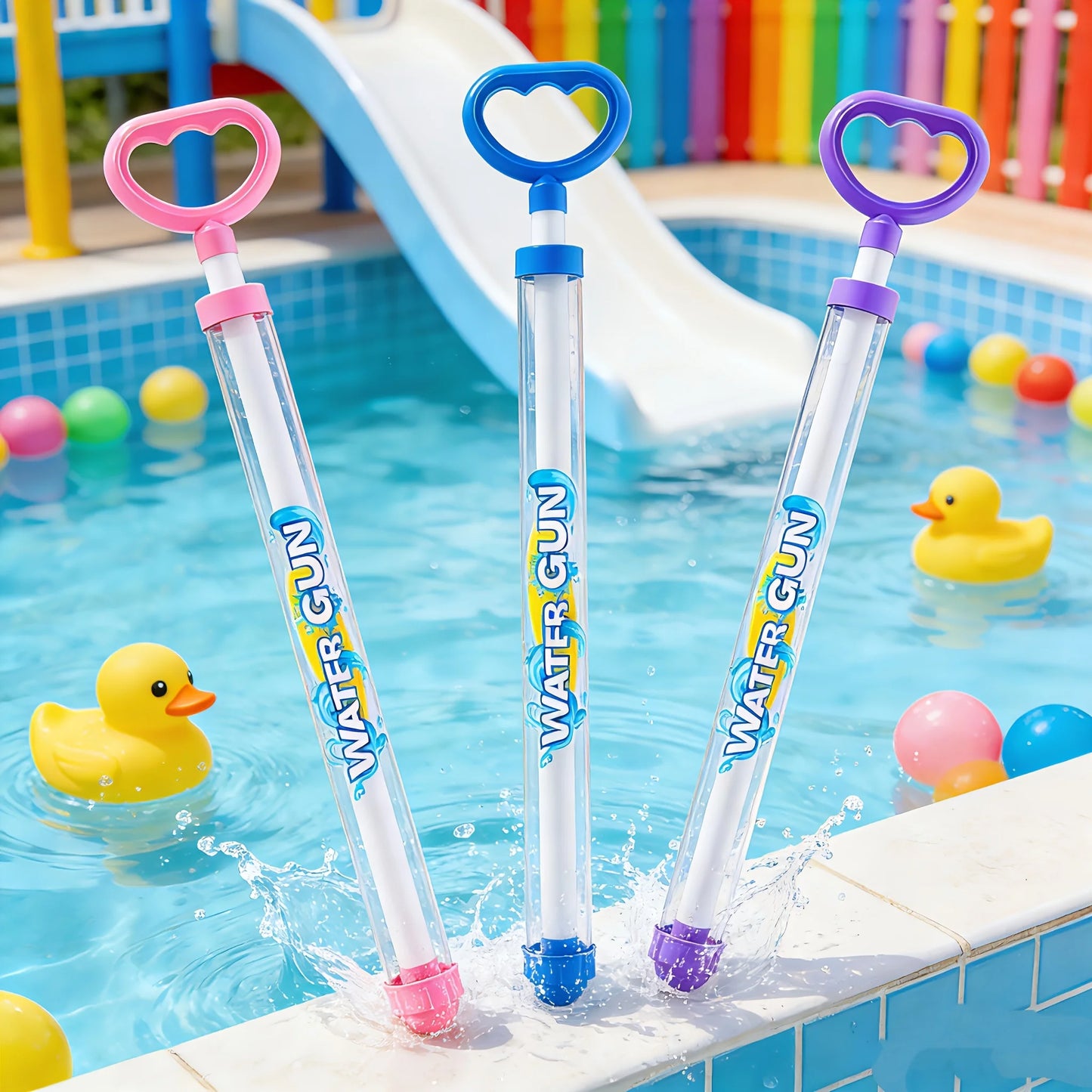 Pull-Type Water Gun, Clear Tube Squirt Shooter, Summer Water Toy for Beach, Pool, Drifting & Outdoor Party Activities