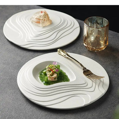 Ceramic Dining Plate Irregular Terraced Solid Color Dessert Snack Sushi Plates Molecular Cooking Tableware Commercial Tableware