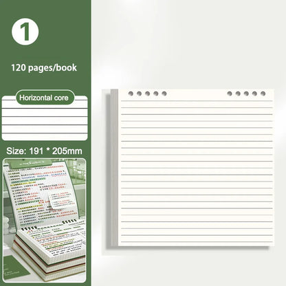 Multifunctional 120 Pages Loose-leaf Notebook Color Flip Up Diary Book Detachable Grid Inner Pages Notepad for School Office