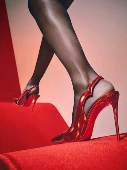 2026 New Pointed Naked High Heels for Women, Fine Heels, Lacquered Leather Headbands, Air Quality Ladies Sandals 33-46
