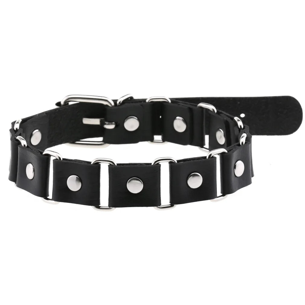 DIEZI Vintage Sweet Cool Hip Hop Rivet Choker Necklace Harajuku Gothic Club Black PU Leather Collar Torques Necklace Jewelry