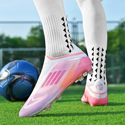 New Men Soccer Shoes Outdoor Sport Football Boots Training Breathable Match Boys Adult Cleats Non Slip Long Spikes Comfortable