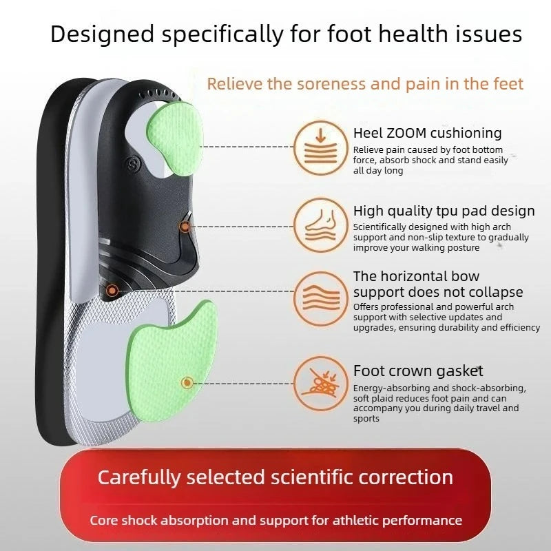 Orthotic Arch Support Sports Insoles 1 Pair Shock Absorbing Graphene Antibacterial Anti-Odor Shoe Pads Foot Pain Relief Running