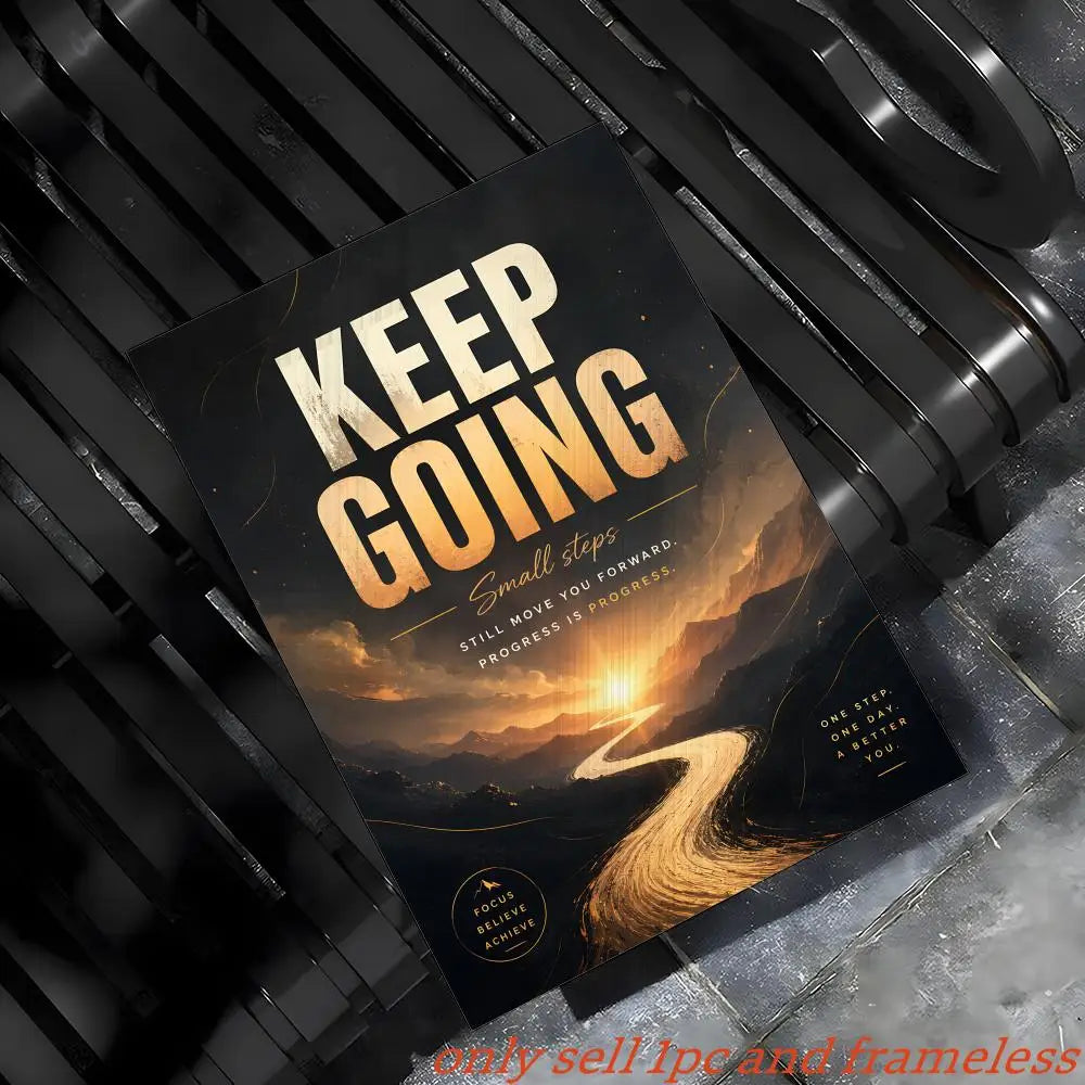 Motivational Quote Canvas Poster, Keep Going Stay Humble Wall Art, Frameless Inspirational Print for Office Bedroom Decor