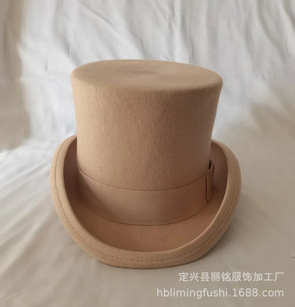 100% Wool Magic Top Hat & President Derby, Felt Jazz Cap & Equestrian Style, Gentleman Formal Hat Collection