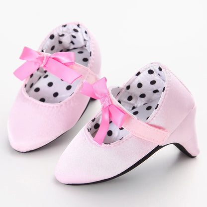 Newborn Infant Baby Fashion Girls High Heels Shoes 0-5Months Princess Bow Party Crib Shoes Photo Props Shoes