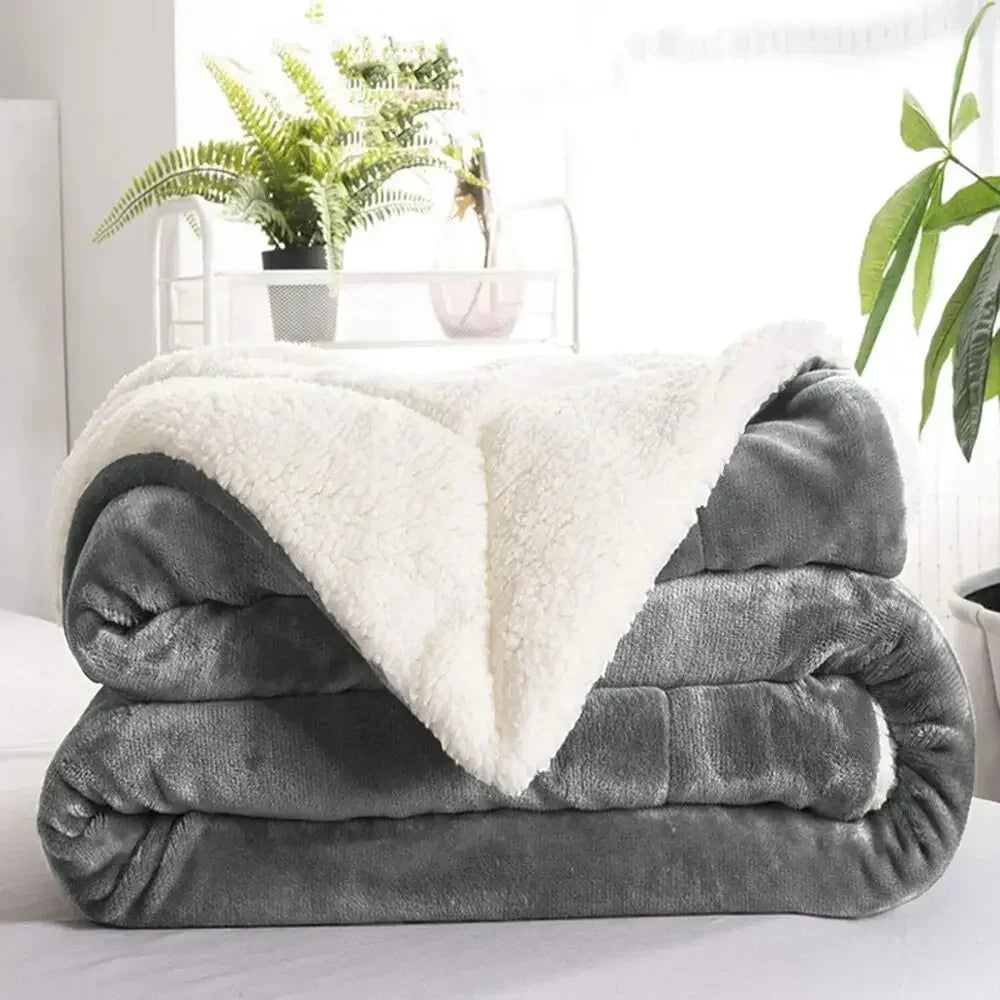 Sherpa Blanket Twin Thick Warm Blanket for Winter Bed Super Soft Fuzzy Flannel Fleece/Wool like Reversible Velvet Plush Blanket