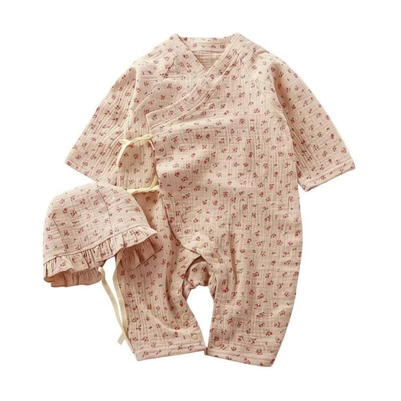 Baby Clothes Newborn Jumpsuit Girls Boys Muslin Cotton Long Sleeve Romper 0-24M