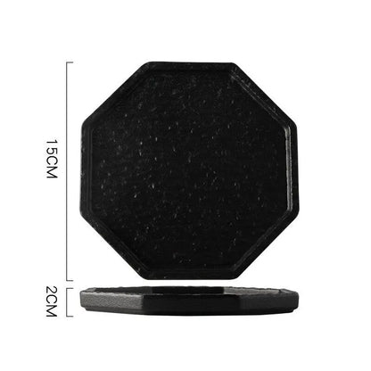1PC Octagonal Black White Plate Luxury Light Luxury Steak Plate Western Food Dish Tableware for Home Dining Table