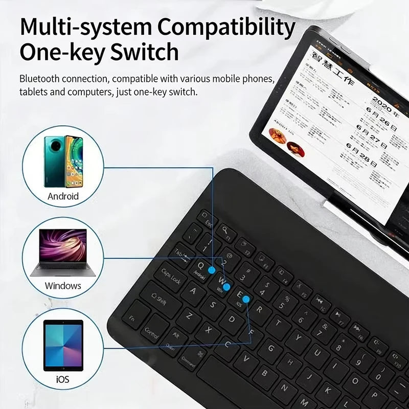 JP-Wireless Bluetooth keyboard ultra-thin and silent. Suitable for computers, tablets. Keyboard and mouse set for office use.