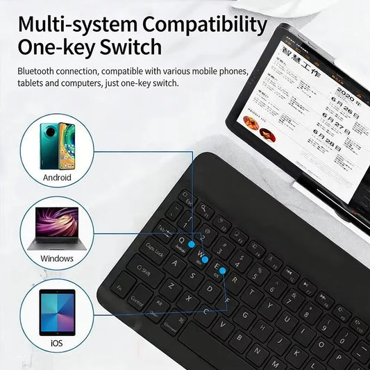 JP-Wireless Bluetooth keyboard ultra-thin and silent. Suitable for computers, tablets. Keyboard and mouse set for office use.