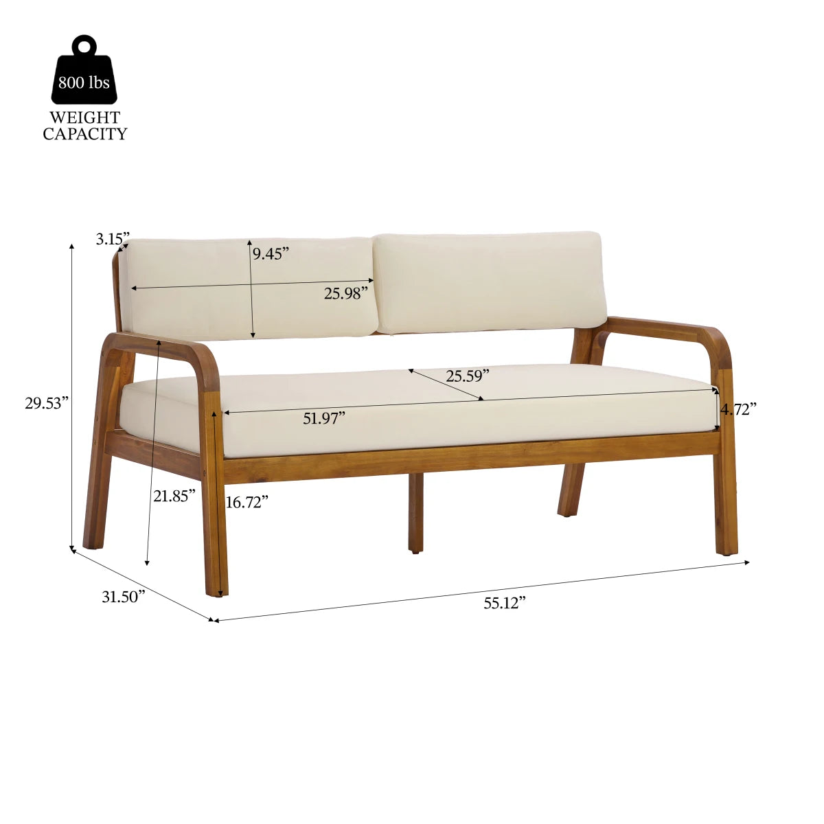 Christopher Knight Home ®   2-Pieces Outdoor Sofa Set with Cushions Outdoor Loveseat & Coffee Table Set,Teak