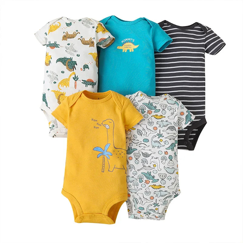 Newborn Boys Romper 2024 New Summer Cotton Baby Jumpsuit Infant Soft Baby 5 pieces Cartoon Baby Boy Clothes 0 to 24 Months