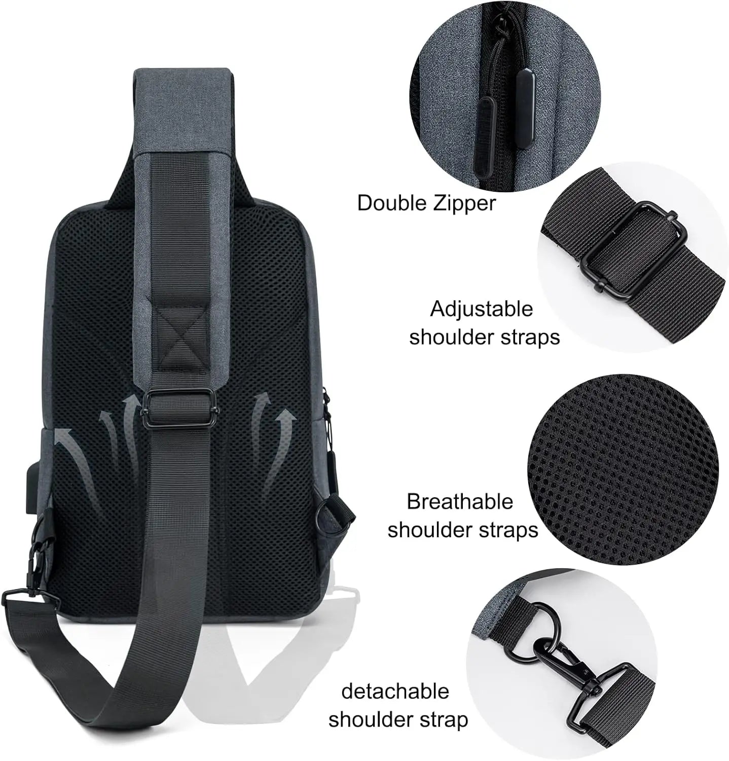 Sling Bag Crossbody Bags Men with USB Charging Port Small Messenger Bag Cross Body Shoulder Bag Sling Backpack Women