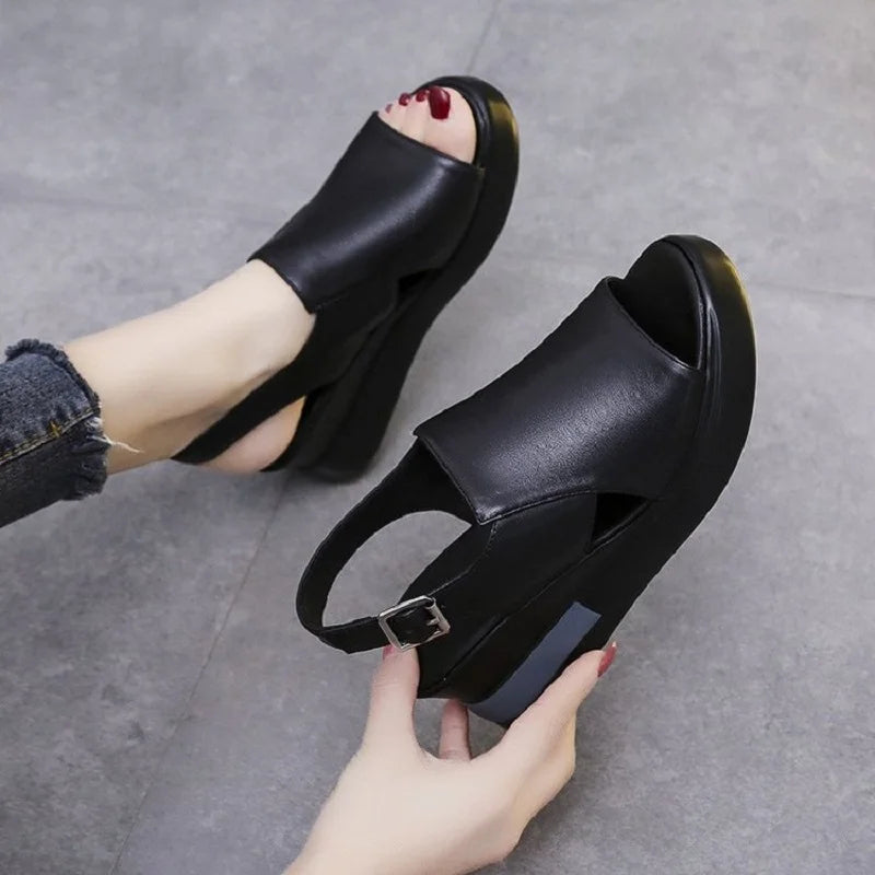 2026 Summer Wedge Platform Sandals Fashion Retro Romen Beach Shoes Ladies Casual Peep Toe Soft Comfortable Sandalias De Mujer